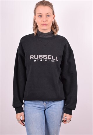 RUSSELL ATHLETIC WOMENS VINTAGE SWEATSHIRT JUMPER LARGE BLAC
