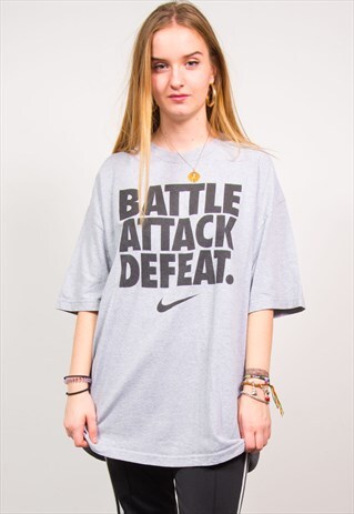 NIKE VINTAGE 90'S LIGHT GREY OVERSIZED SLOGAN T-SHIRT