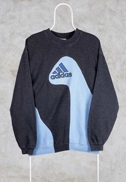 Vintage Reworked Adidas Sweatshirt Grey Blue Spell Out M
