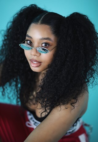 SILVER MIRROR SUMMER 90S Y2K SLIM SUNGLASSES SHADES