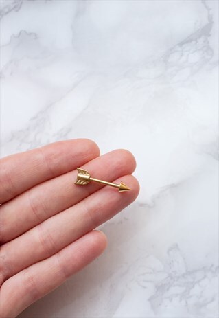 GOLD STEEL ARROW NIPPLE EAR BROW BAR PRETTY BODY JEWELRY
