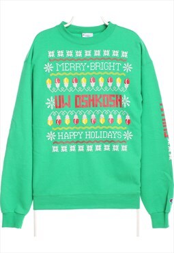 Champion 90's Christmas Crewneck Sweatshirt XLarge Green