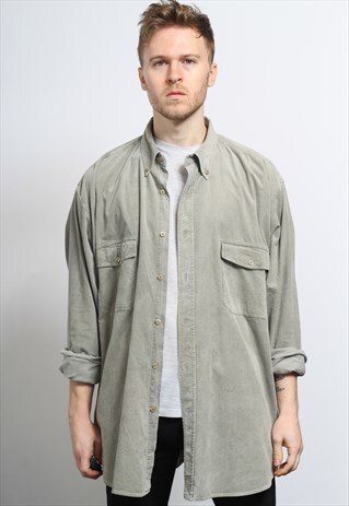 VINTAGE CORDUROY CORD SHIRT GREY