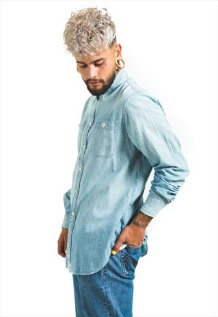 VINTAGE 80S POLO RALPH LAUREN DENIM SHIRT / S6188