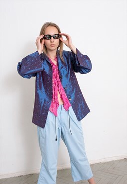 Vintage Blazer Jacket Blue Purple Chameleon Effect 90s