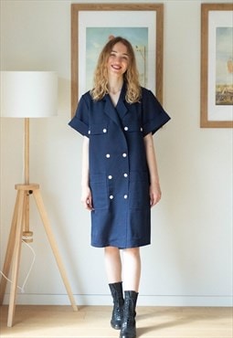 Dark blue navy shirt style dress