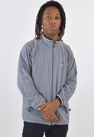 VINTAGE 90S GREY ADIDAS ZIP UP TRACK TOP SWEAT