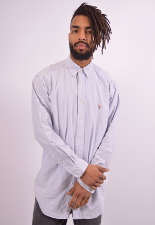 VINTAGE RALPH LAUREN SHIRT STRIPES BLUE