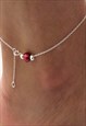 MYA ANKLET 925 STERLING SILVER IN RED