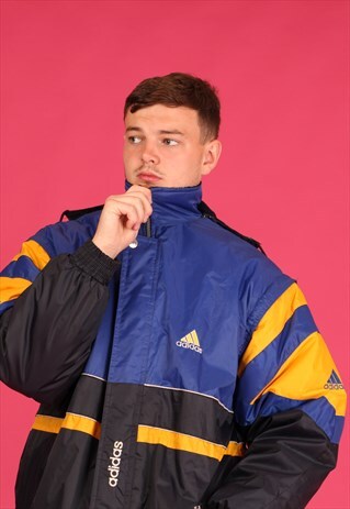 ADIDAS REVERSIBLE YELLOW BLUE AND NAVY COAT