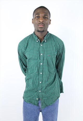 VINTAGE TOMMY HILFIGER GREEN CHECK SHIRT