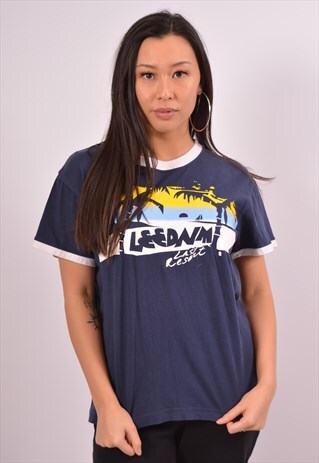 VINTAGE LEE T-SHIRT TOP NAVY BLUE
