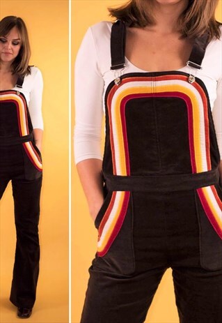 RETRO 70S VINTAGE INSPIRED CORDUROY CORD DUNGAREES OVERALLS
