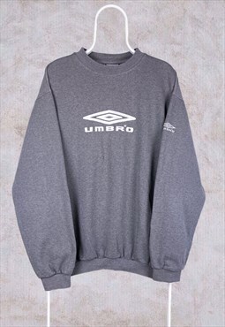 Vintage Umbro Grey Sweatshirt 90s Spell Out Embroidered XL