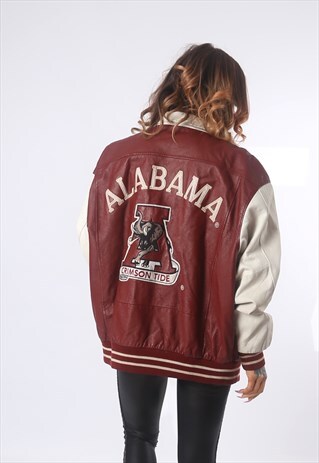 LEATHER BOMBER JACKET VARSITY OVERSIZED UK 18 - 20 (5AW)