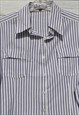 VINTAGE WHITE/BLUE JACQUARD STRIPED COTTON BLEND SHIRT