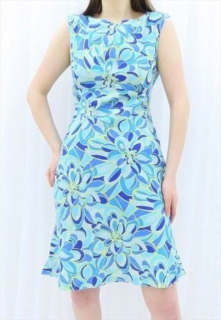 60S / 70S VINTAGE MULTICOLOURED FLORAL SHIFT DRESS (SIZE S)