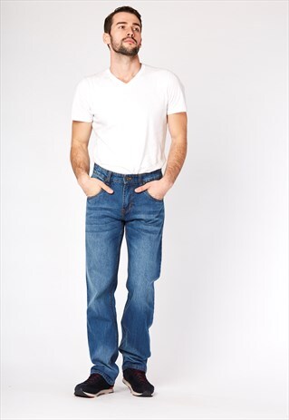 MID BLUE RIGID STRAIGHT LEG JEANS