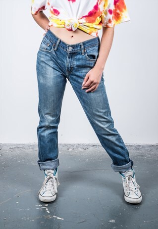 VINTAGE HIGH-WAISTED BLUE LEVI'S 511 RIPS MOM JEANS