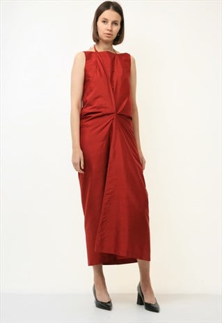 SILKY RED MAXI A LINE MAXI LENGTH DRESS WITH TOP 4598