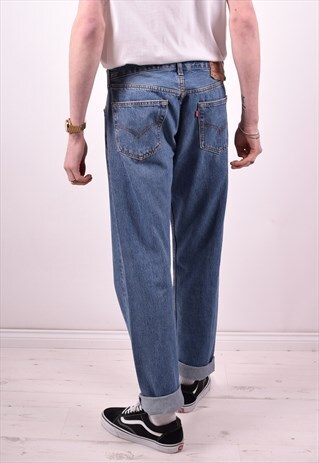 LEVI'S 501 MENS VINTAGE JEANS W34 L32 BLUE 90S