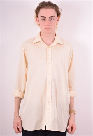 AQUASCUTUM MENS VINTAGE SHIRT LARGE YELLOW 90S