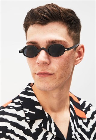 MARLEY - BLACK TINY ROUND 90S SUNGLASSES