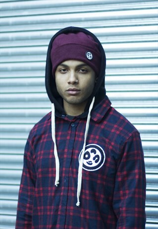 HOODED FLANNEL SHIRT (RED)