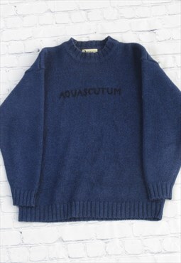 90s Vintage Blue Spellout Knitted Jumper 