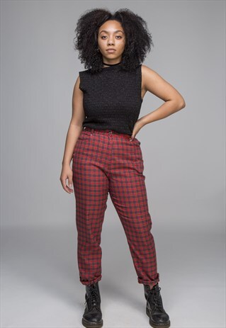 RED TARTAN TROUSERS