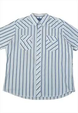 Vintage Wrangler Western Shirt Short Sleeve Blue XL