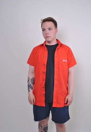 80S RED WORKER SHIRT, SHORT SLEEVE HERITAGE BUTTON DOWN