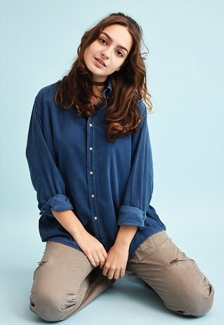 90'S RETRO CORDUROY OVERSIZED DADS SHIRT TOP