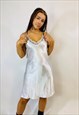 Vintage 00s Y2K White Satin Lace Summer Slip Dress