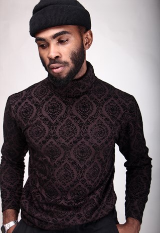 BROWN GOTHIC-MOTIF TURTLENECK