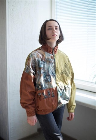 VINTAGE 70'S MULTI COLOUR BOMBER JACKET