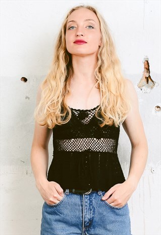 VINTAGE 90S FESTIVAL FISHNET CROCHET TOP