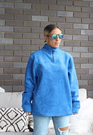 VINTAGE Y2K GAP ELECTRIC BLUE QUARTER ZIP OVERSIZED FLEECE