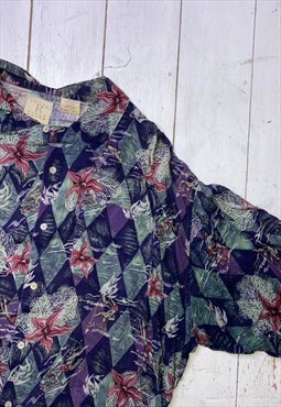 vintage hawaiian 90s print summer festival shirt