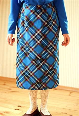 BLUE CHECKED VINTAGE SKIRT