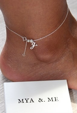 g Initial Anklet 925 Sterling Silver