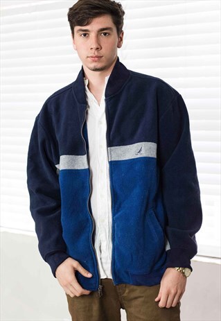 VINTAGE NAUTICA FLEECE JACKET LOGO 90S XL 25.6