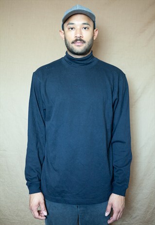 90S MINIMALIST SPORTWEAR LONG SLEEVE BLACK TURTLE NECK LARGE