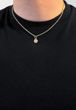 Women's Diamond Star Iced Pendant Necklace Chain - Gold