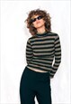 Vintage Y2K Top in Gold Black Striped