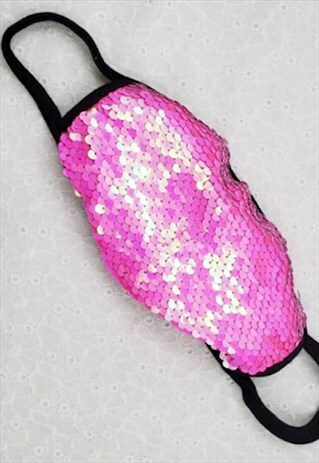 BARBIE PINK SEQUIN DISCO FACE COVERINGS