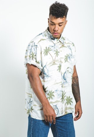 VINTAGE 80S HAWAIIAN SHORT SLEEVE SHIRT / S6792
