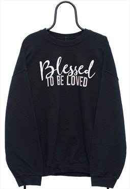 Retro Blessed Graphic Black Sweatshirt Womens