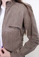 LEATHER BIKER JACKET, 90S BROWN CROPPED JACKET MEDIUM SIZE