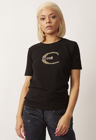 RARE Y2K VINTAGE 90'S CAVALLI BLACK T-SHIRT